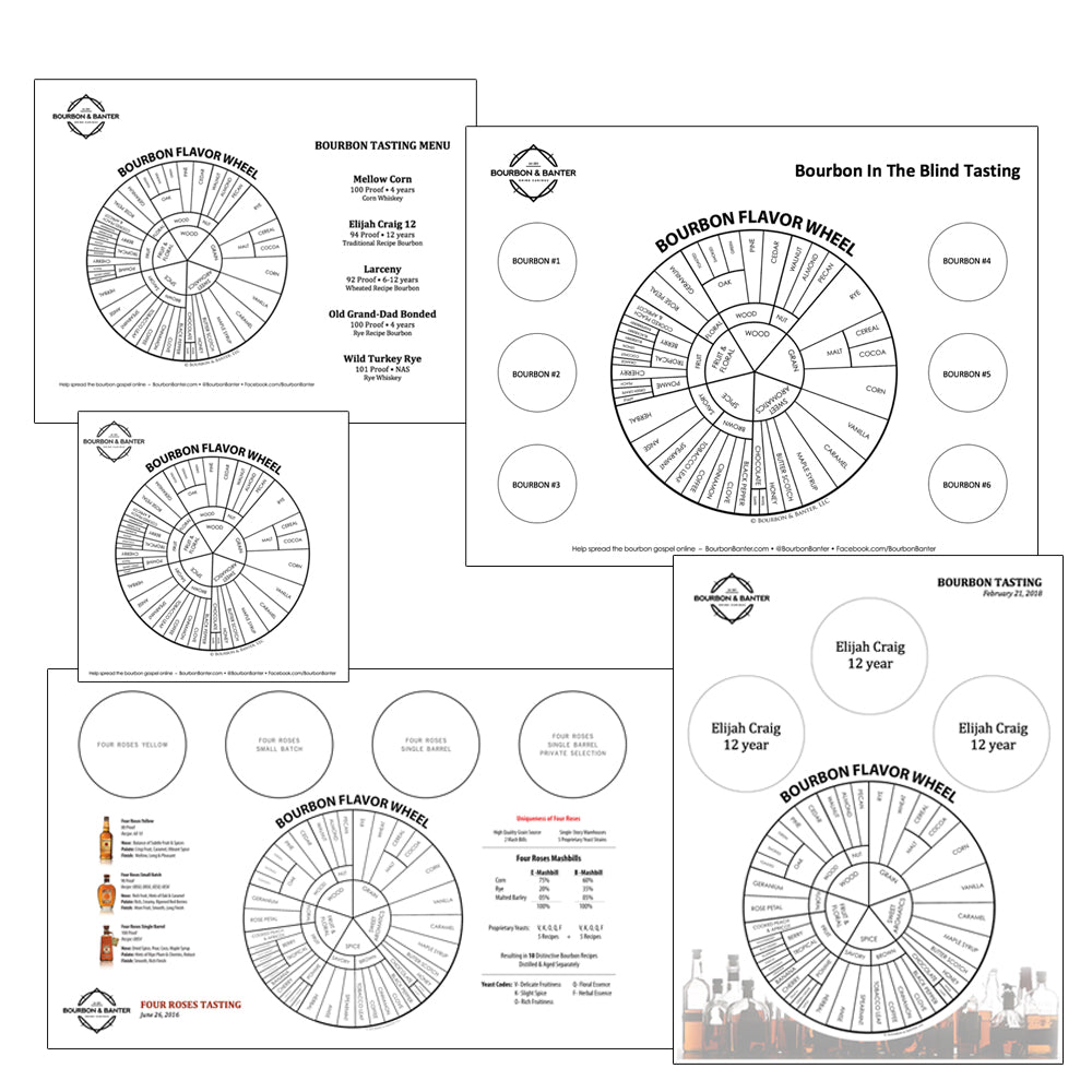 Bourbon Flavor Wheel & Tasting Mat Templates