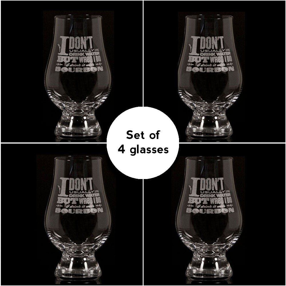 "I Don't Usually Drink Water" Glencairn – Set of 4