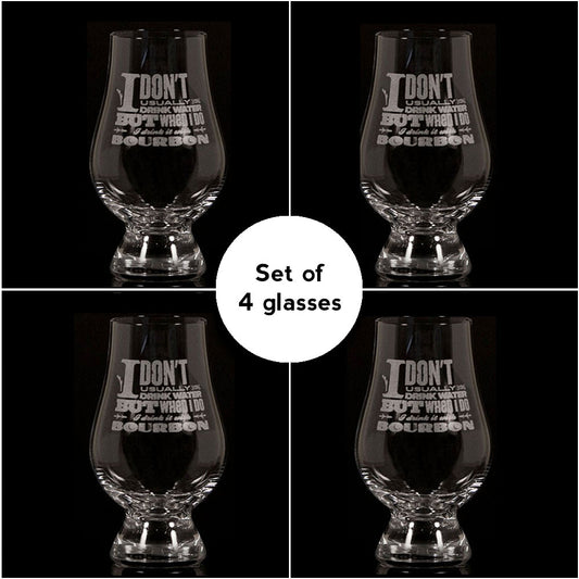 "I Don't Usually Drink Water" Glencairn – Set of 4