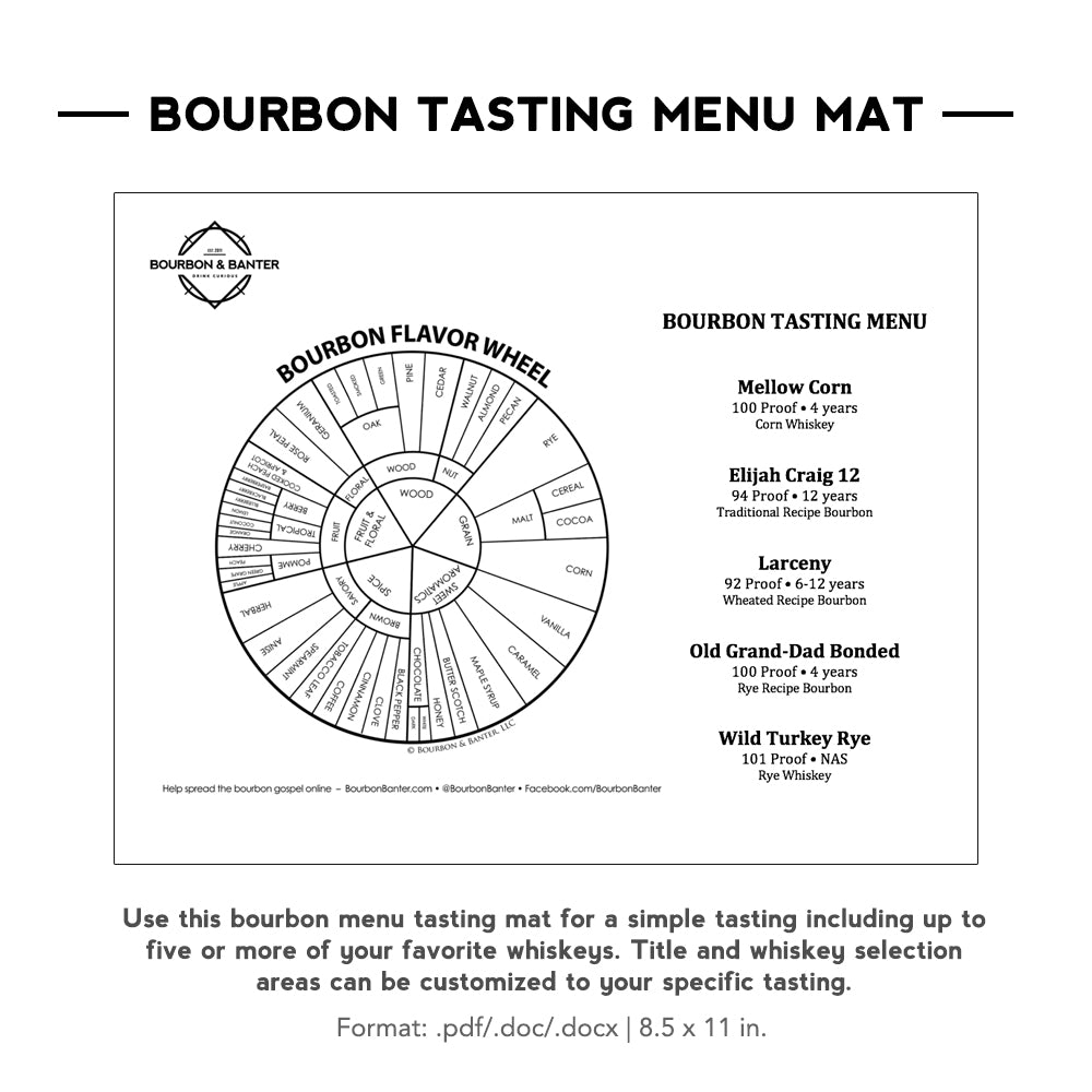 Bourbon Flavor Wheel & Tasting Mat Templates